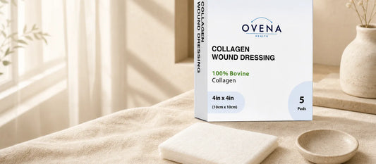 Collagen wound dressing box with an exposed collagen pad