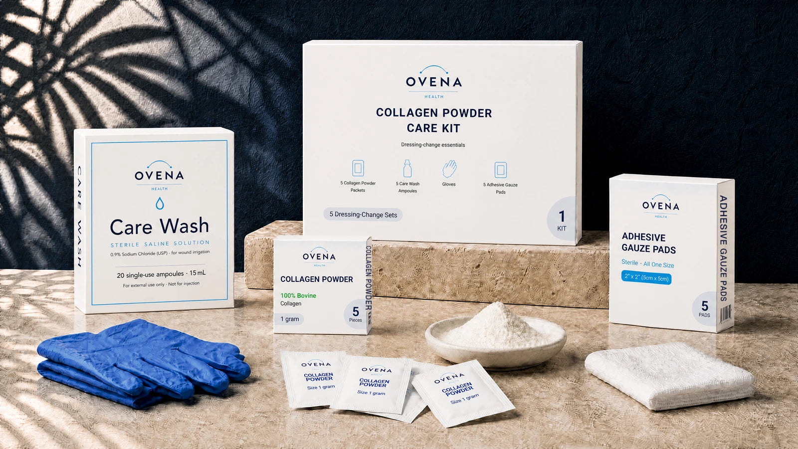 Powder-based dressing care, organized.